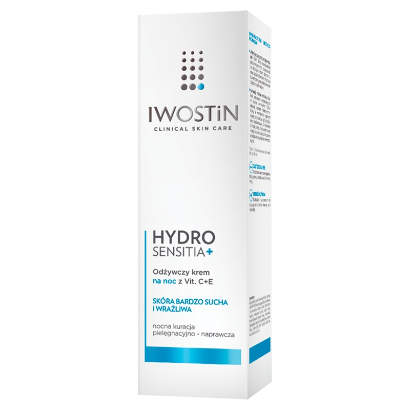 Iwostin Hydro Sensitia +, odżywczy krem na noc z witaminami C i E, 50 ml