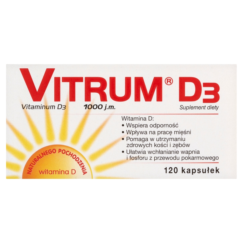 Vitrum D3 1000 j.m., kapsułki uzupełniające dietę w witaminę D, 120 szt.