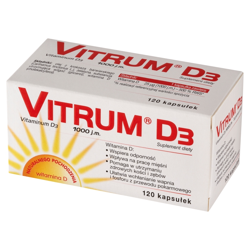 Vitrum D3 1000 j.m., kapsułki uzupełniające dietę w witaminę D, 120 szt.