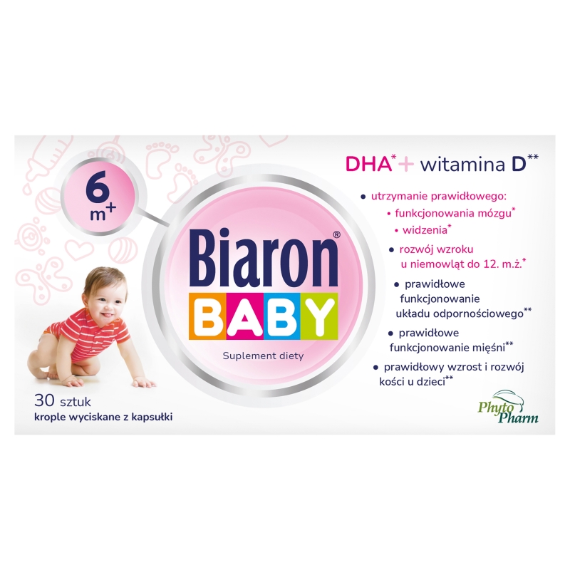 Bioaron Baby 6m+, kapsułki z witaminą D i DHA dla dzieci, kobiet ciężarnych i karmiących, 30 szt.