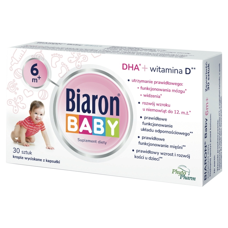 Bioaron Baby 6m+, kapsułki z witaminą D i DHA dla dzieci, kobiet ciężarnych i karmiących, 30 szt.