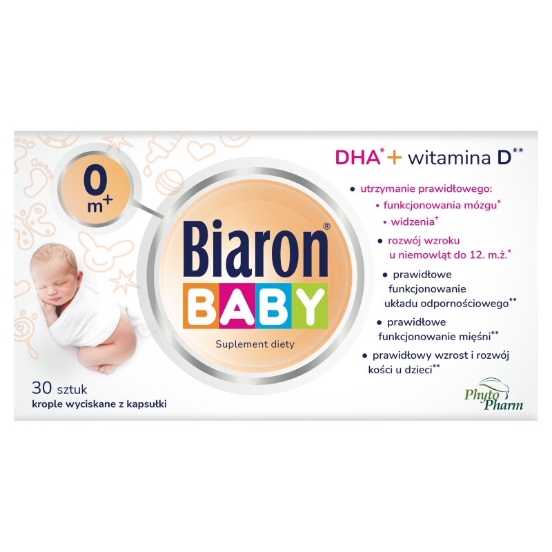 Biaron Baby, krople dla niemowląt wyciskane z kapsułek, 30 szt.
