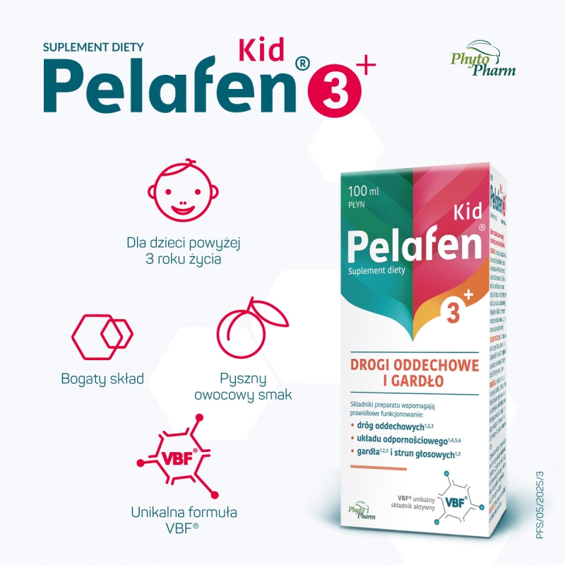 Pelafen Kid 3+, syrop ze składnikami wspomagającymi odporność, 100 ml