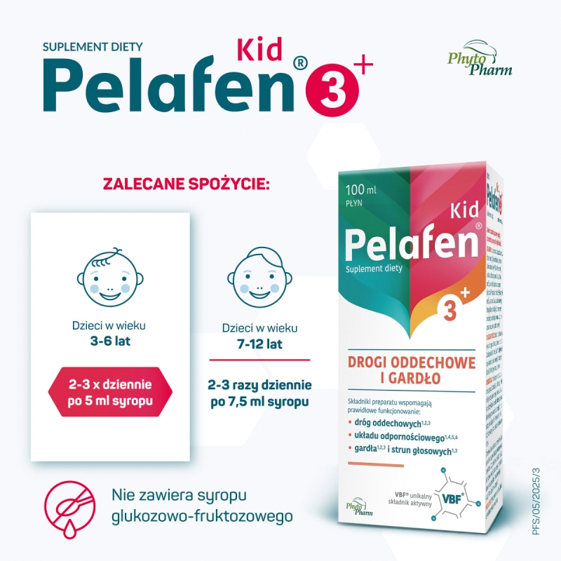 Pelafen Kid 3+, syrop ze składnikami wspomagającymi odporność, 100 ml