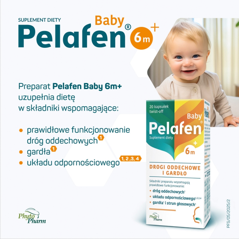 Pelafen Baby 6m+, kapsułki twist-off ze składnikami wspomagającymi odporność dla dzieci, 20 szt.