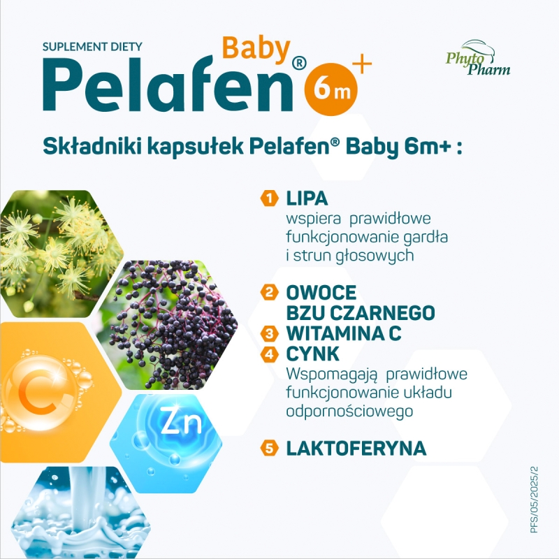 Pelafen Baby 6m+, kapsułki twist-off ze składnikami wspomagającymi odporność dla dzieci, 20 szt.