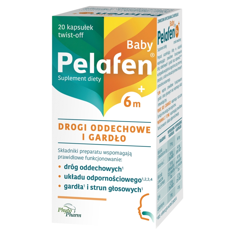 Pelafen Baby 6m+, kapsułki twist-off ze składnikami wspomagającymi odporność dla dzieci, 20 szt.