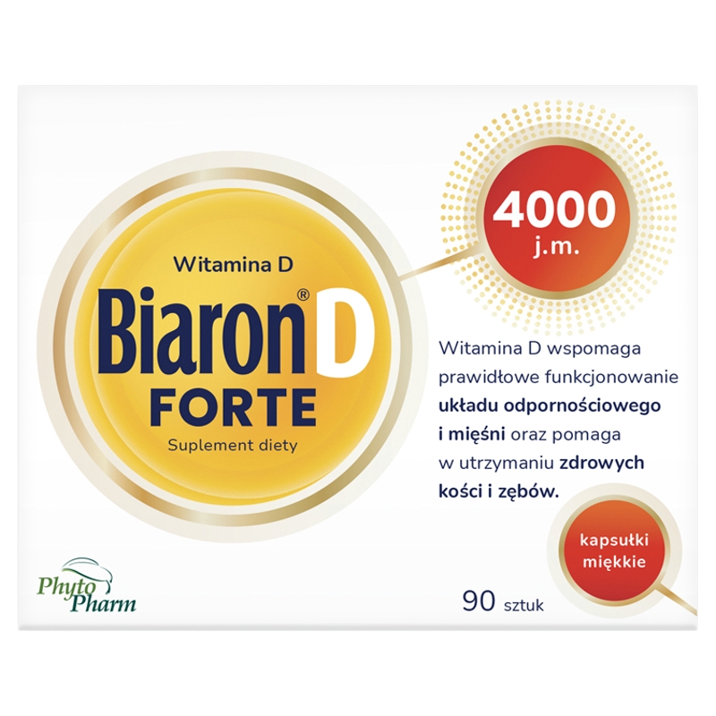 Biaron D Forte 4000 j.m., kapsułki z witaminą D, 90 szt.