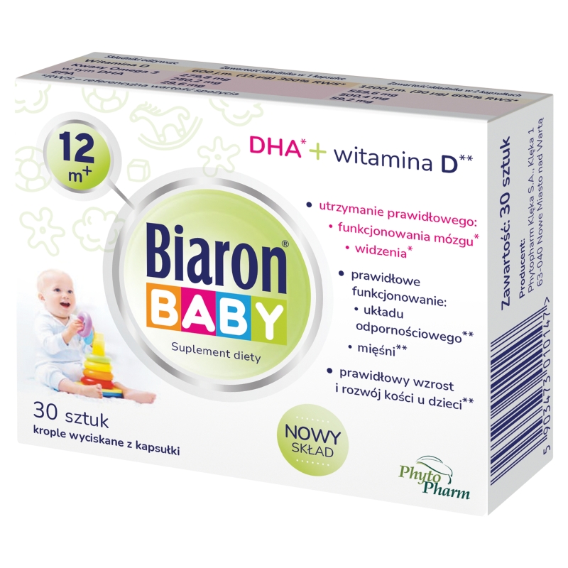 Biaron Baby 12M+, kapsułki z witaminą D dla dzieci, 30 szt.