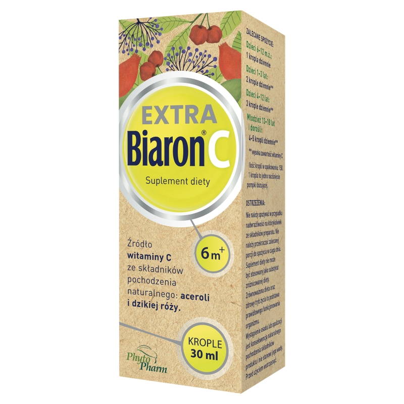 Biaron C Extra, krople zawierające wit. C ze składników pochodzenia naturalnego, 30 ml
