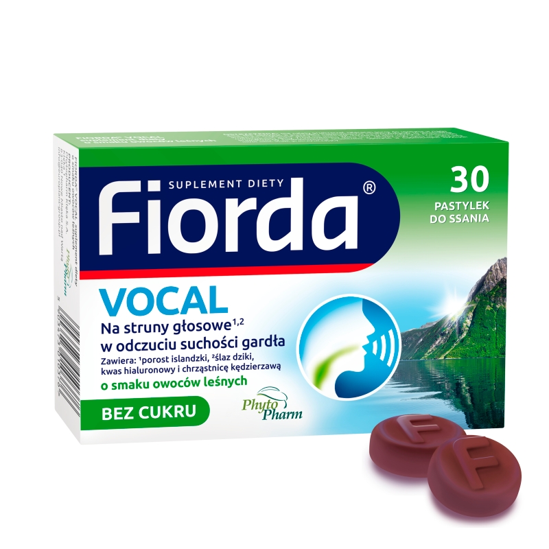 Fiorda Vocal, 30 pastylek do ssania, bez cukru