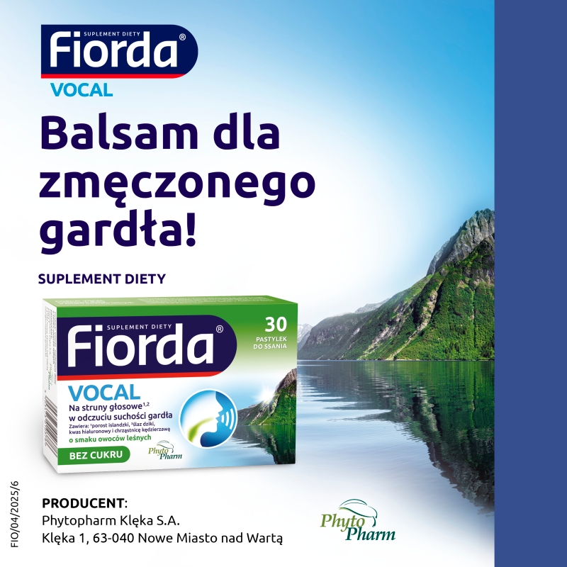 Fiorda Vocal, 30 pastylek do ssania, bez cukru