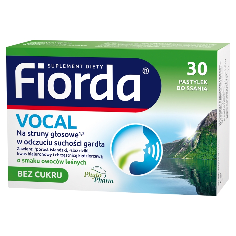 Fiorda Vocal, 30 pastylek do ssania, bez cukru