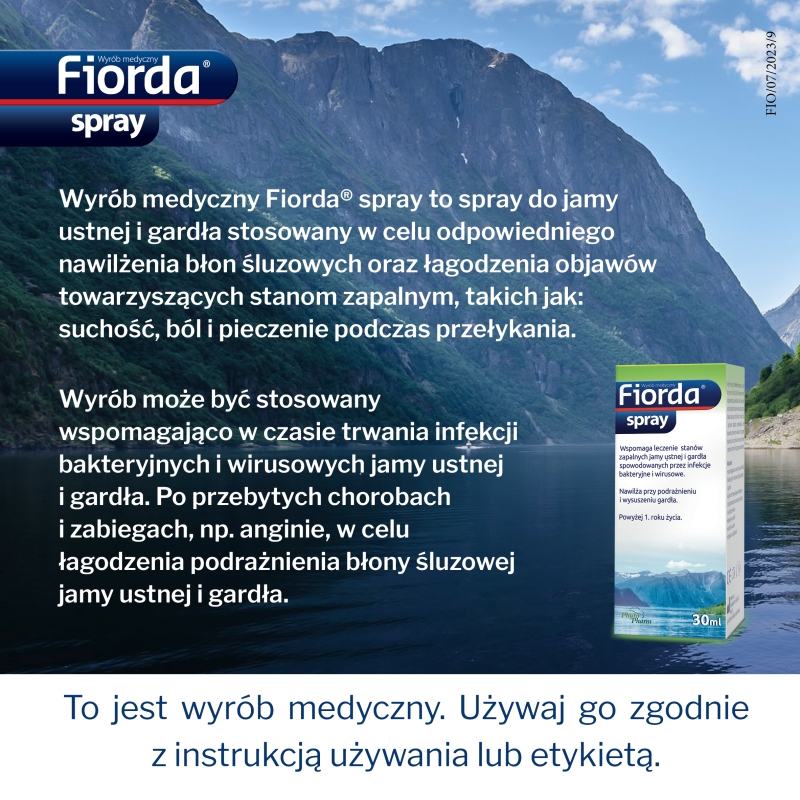 Fiorda spray, nawilżający błonę śluzową, łagodzi objawy stanów zapalnych, 30 ml