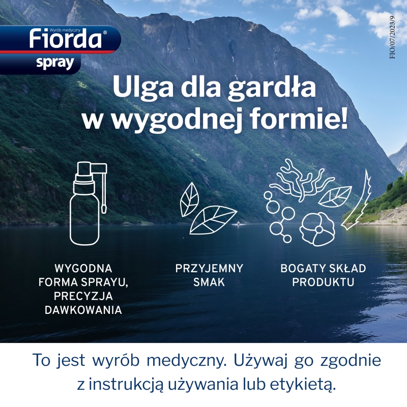 Fiorda spray, nawilżający błonę śluzową, łagodzi objawy stanów zapalnych, 30 ml