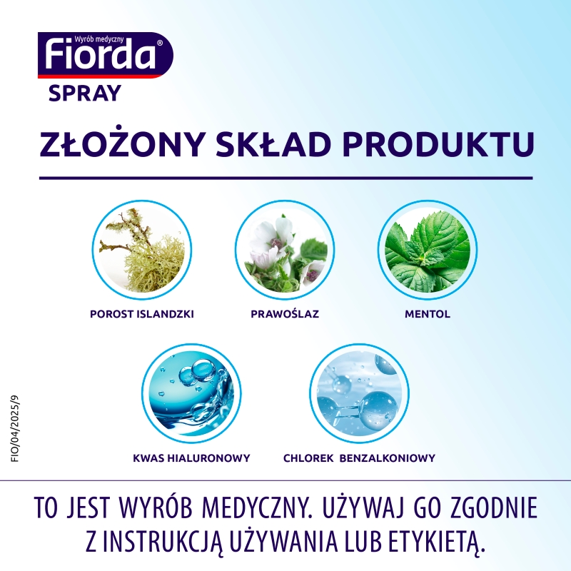 Fiorda spray, nawilżający błonę śluzową, łagodzi objawy stanów zapalnych, 30 ml