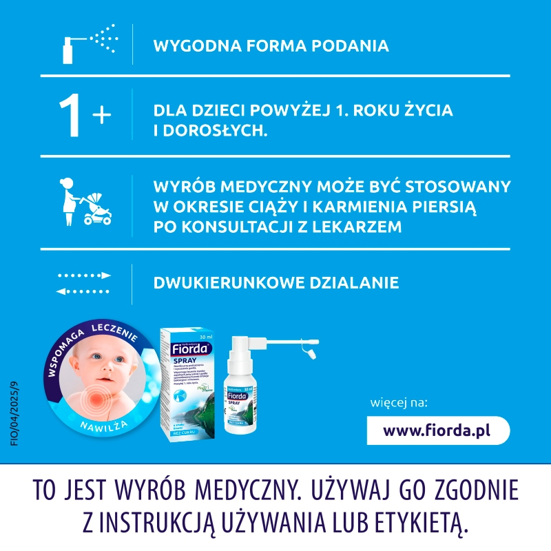 Fiorda spray, nawilżający błonę śluzową, łagodzi objawy stanów zapalnych, 30 ml