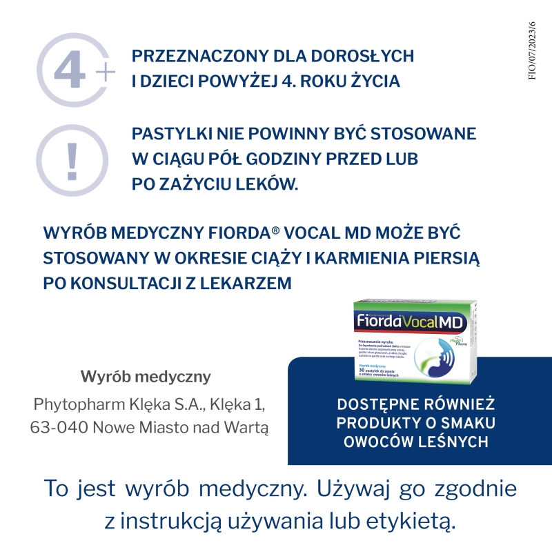 Fiorda Vocal MD, pastylki do ssania na ból gardła i chrypkę o smaku pomarańczowym, 30 szt.