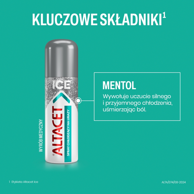 Altacet ICE, aerozol pielęgnująco-chłodzący na urazy, 130 ml