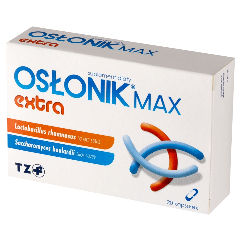 Osłonik Max Extra , kapsułki ze składnikami wspomagającymi prawidłową mikroflorę przewodu pokarmowego, 20 szt.