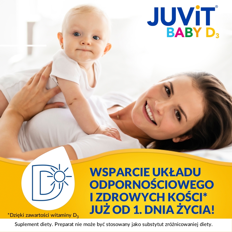 Juvit Baby D3, krople z witaminą D3 dla niemowląt, z pompką 10 ml
