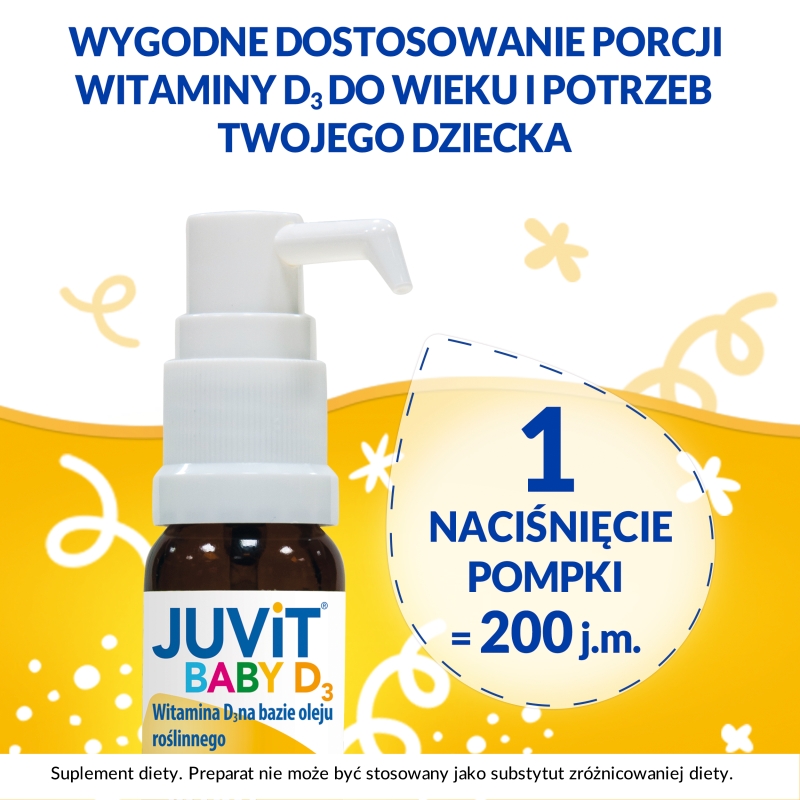 Juvit Baby D3, krople z witaminą D3 dla niemowląt, z pompką 10 ml