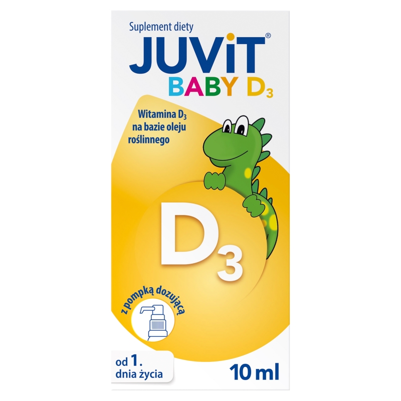 Juvit Baby D3 krople z witaminą D3 dla niemowląt, z pompką 10 ml