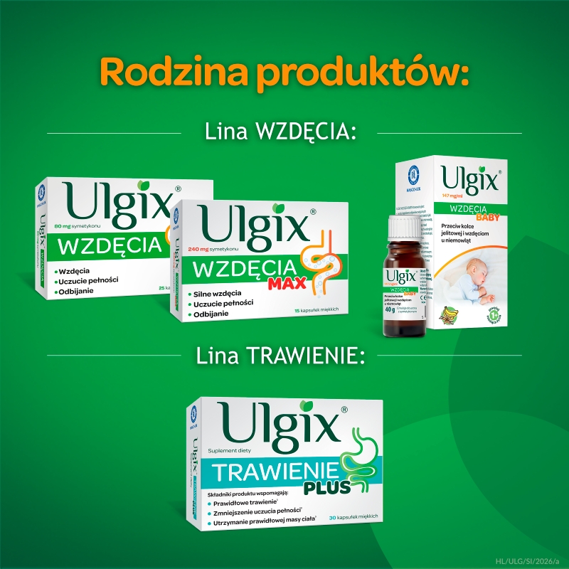 Ulgix wzdęcia, kapsułki łagodzące uczucie pełności, 100 szt.