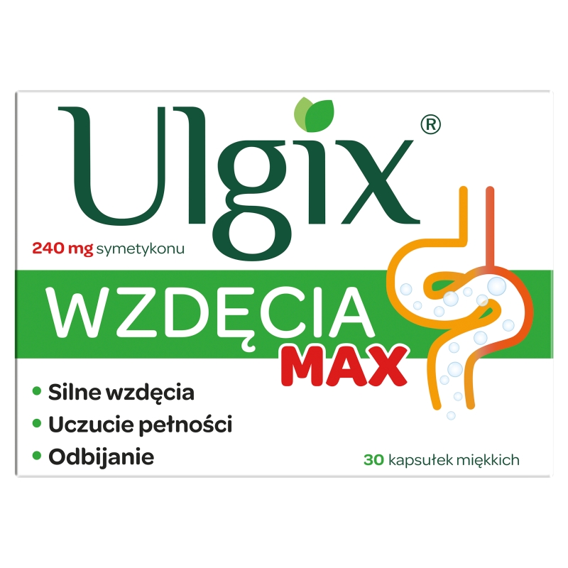 Ulgix wzdęcia max, kapsułki łagodzące odbijanie, uczucie pełności, 30 szt.