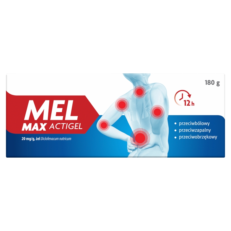 Mel Max Actigel, żel o dzaiłaniu przeciwbólowym i przeciwzapalnym, 180 g