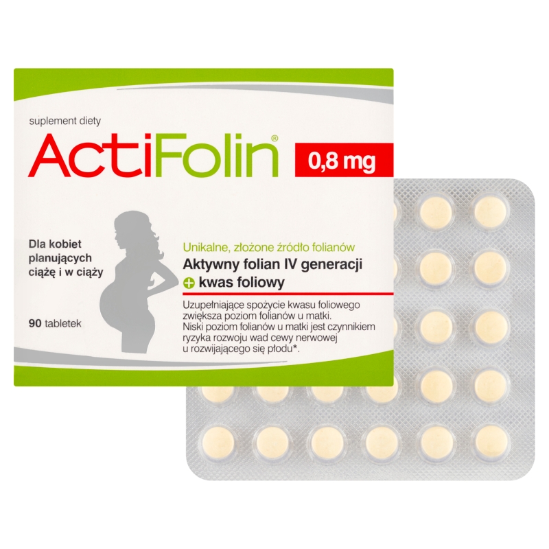 ActiFolin, tabletki ze składnikami dla kobiet planujących ciążę i w ciąży, 90 szt.