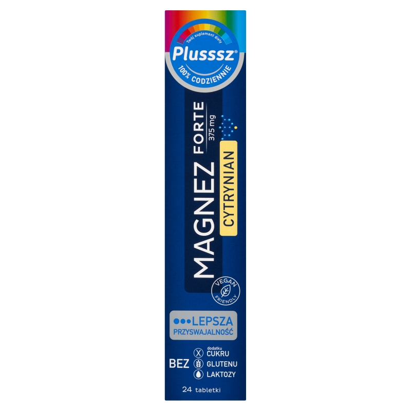 Plusssz Magnez Forte Cytrynian , tabletki musujące o cytrynowym smaku, 24 szt.