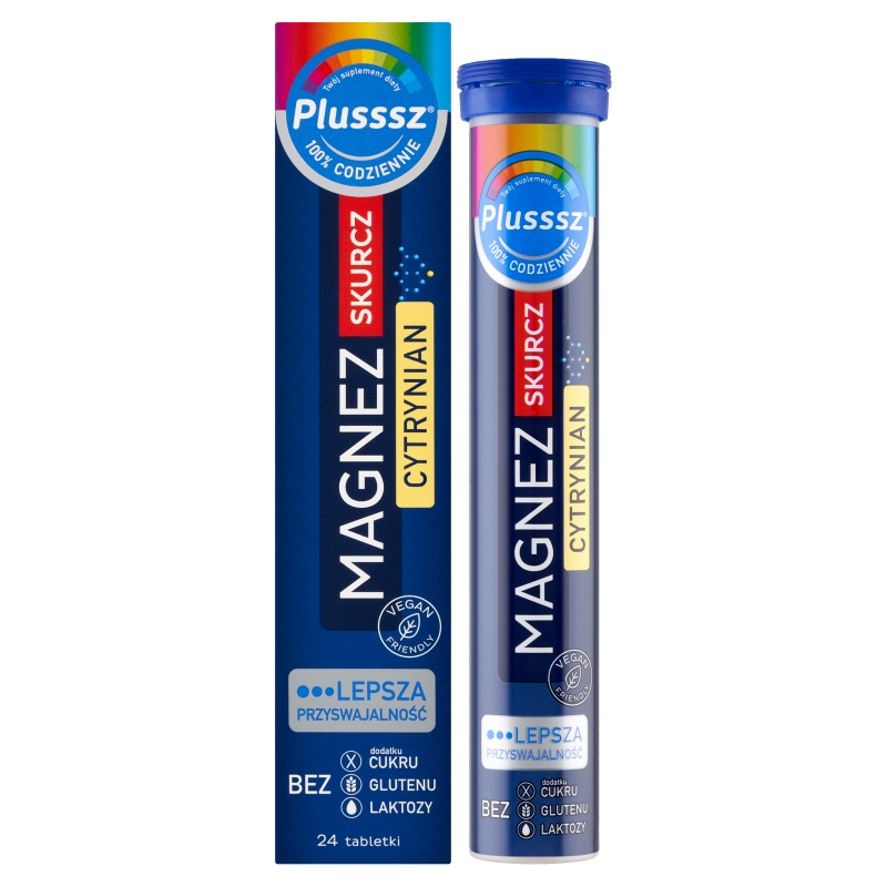 Plusssz Magnez Skurcz Cytrynian , tabletki musujące, 24 szt.