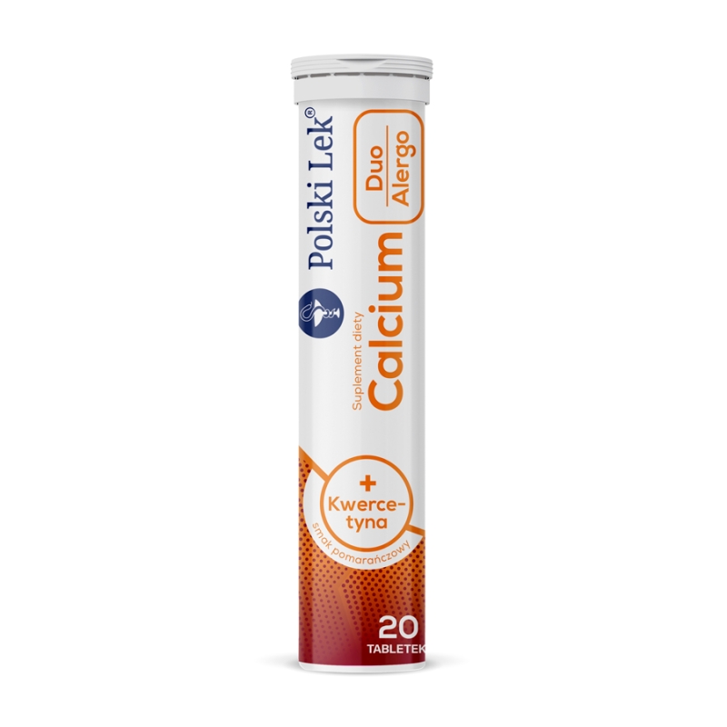 Calcium + Kwercytyna Duo Alergo, tabletki musujące o smaku pomarańczowym, 20 szt.