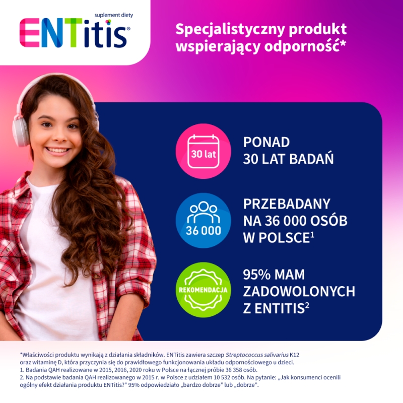 Entitis, 30 pastylek do ssania, tutti frutti KRÓTKA DATA 30.04.2026