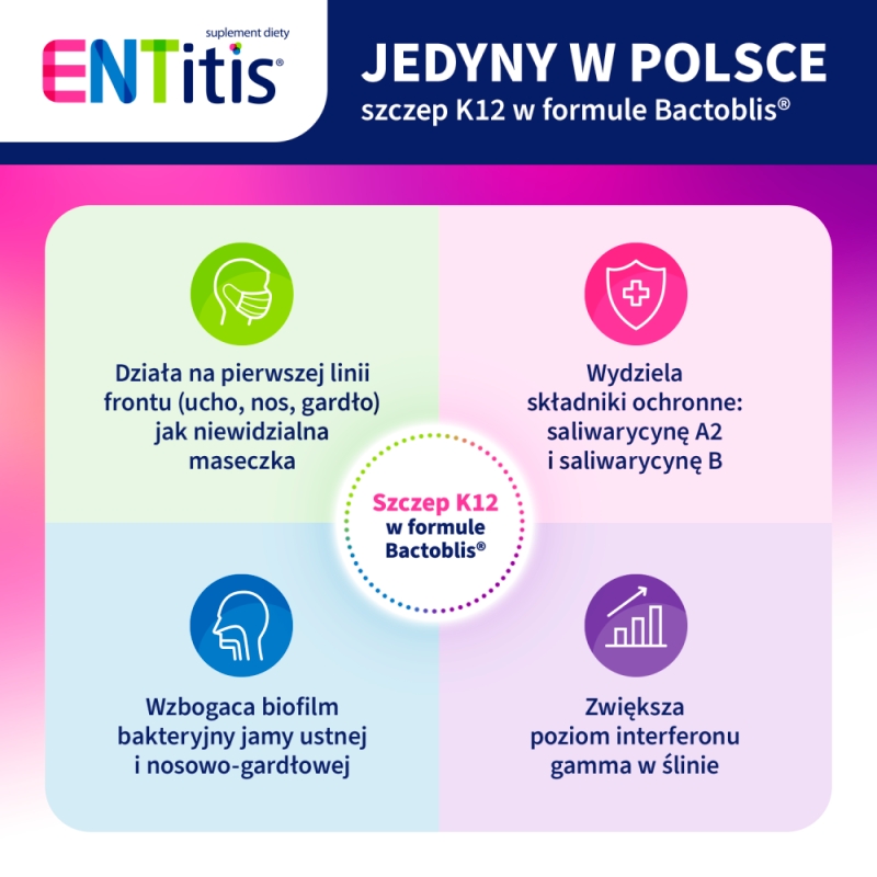 Entitis, 30 pastylek do ssania, tutti frutti KRÓTKA DATA 30.04.2026