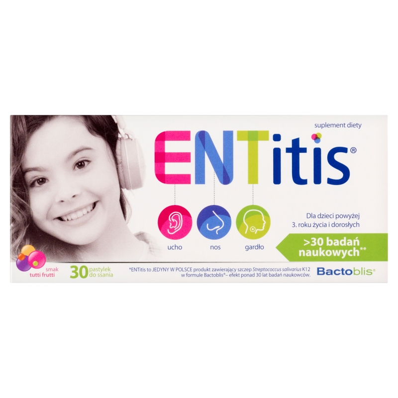 Entitis 30 pastylek do ssania, tutti frutti KRÓTKA DATA 30.04.2026