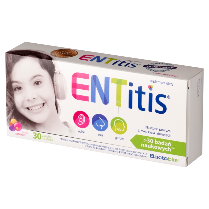 Entitis, 30 pastylek do ssania, tutti frutti KRÓTKA DATA 30.04.2026