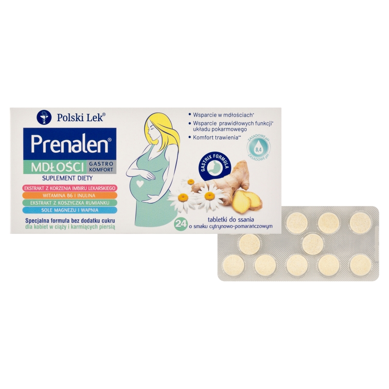 Prenalen Mdłości Gastro Komfort, 24 tabletki do ssania KRÓTKA DATA 04.07.2026