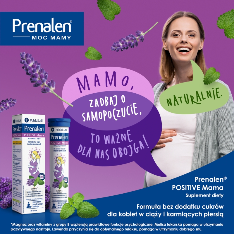 Prenalen Positive Mama, 20 tabletek musujących o smaku mango