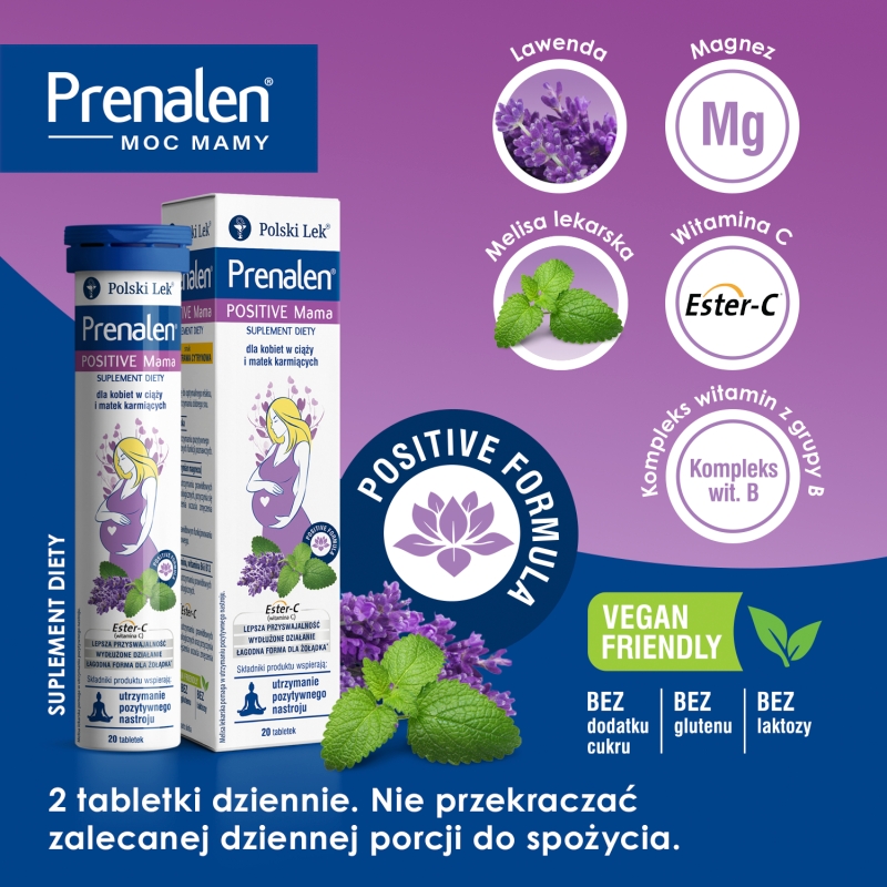 Prenalen Positive Mama, 20 tabletek musujących o smaku mango