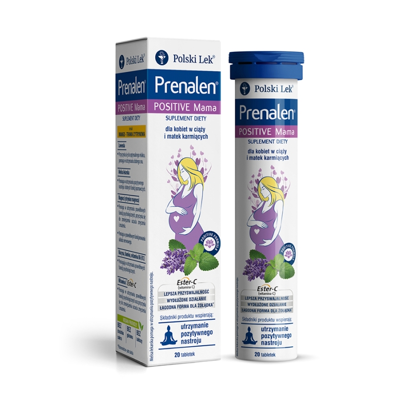 Prenalen Positive Mama, 20 tabletek musujących o smaku mango