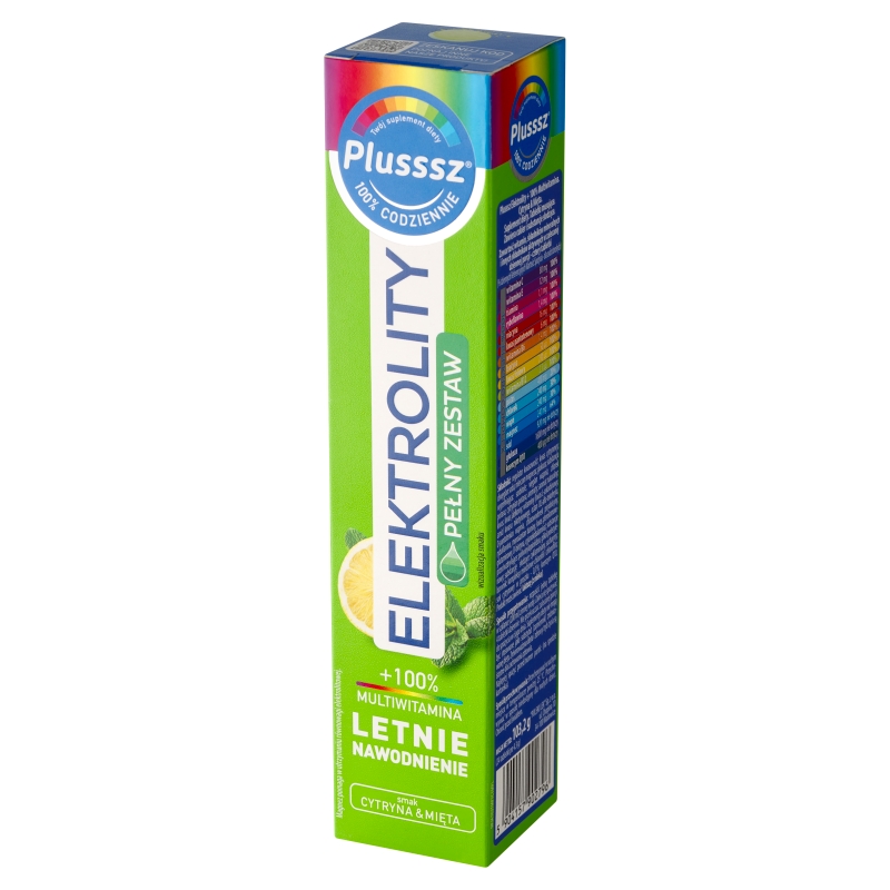 Plusssz Elektrolity + 100% Multiwitamina, cytryna i mięta, 24 tabletki musujące