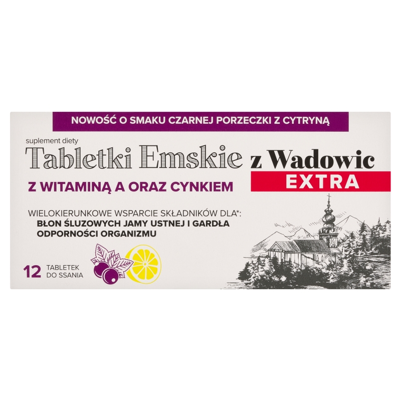Emskie Z Wadowic Extra, 12 tabletek do ssania KRÓTKA DATA 31.08.2026
