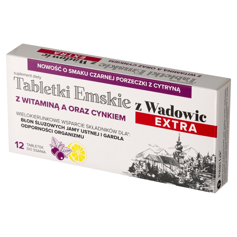 Emskie Z Wadowic Extra, 12 tabletek do ssania KRÓTKA DATA 31.08.2026