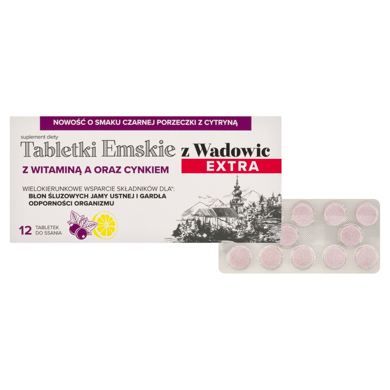 Emskie Z Wadowic Extra, 12 tabletek do ssania KRÓTKA DATA 31.08.2026