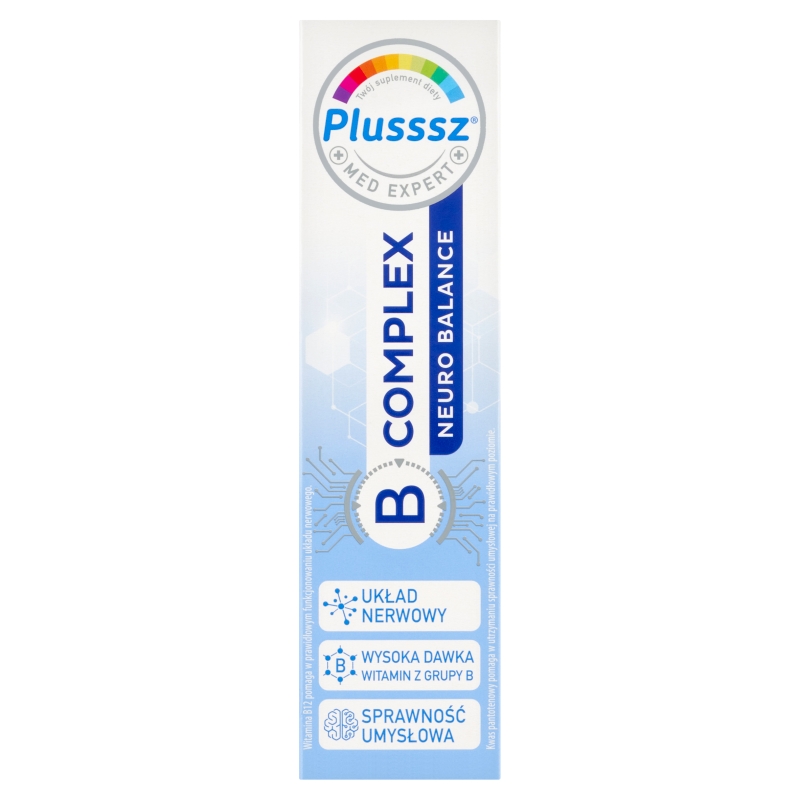 Plusssz B-Complex Neuro Balance, 20 tabletek musujących o smaku pomarańcza-brzoskwinia