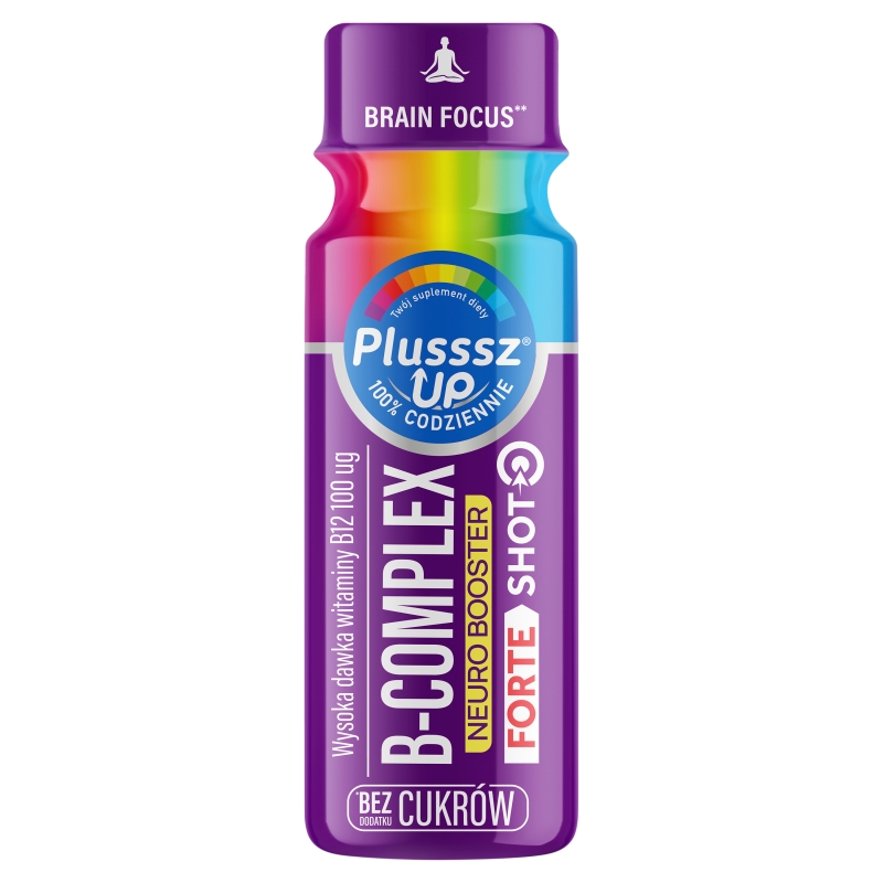 Plusssz Up B-Complex Neuro Booster Forte, shot o smaku malinowym, 50 ml