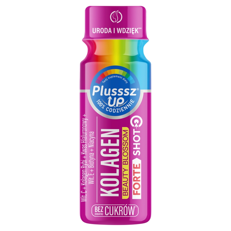 Plusssz Up Kolagen Beauty Blossom, shot  o smaku malina-winogrono-czarna porzeczka , 50 ml
