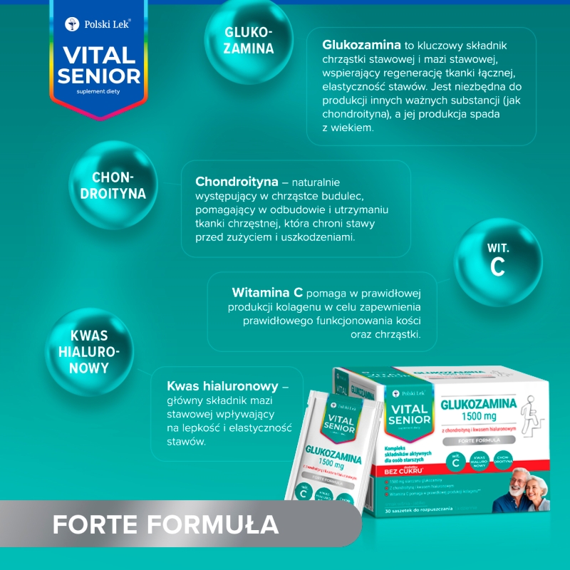 Vital Senior Glukozamina 1500 mg, 30 saszetek